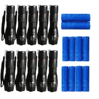 10x Portable 3800LM Torcia elettrica ricaricabile T6 T Stock Tarch Tactical Torch Zoomable 5 modalità 18650 batteria + caricabatterie
