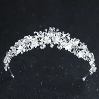 Strass Perle Blume Braut Kronen handgemachte Vintage Gold Tiara Stirnband Crystal Diadem Crown Hochzeit Haarschmuck