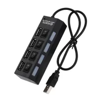 New 4 Port USB 2.0 Hub On/Off Switches + DC Power Adapter Cable for PC Laptop Hi-Speed laptop accessories usb splitter port