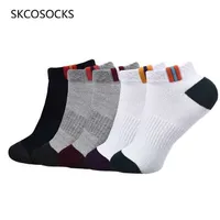 SKCOSOCKS High Quality Bamboo Men&#039;s Socks Casual Breathable Striped Business Short Sock Cotton Meias Chaussette Homme 1 Pair