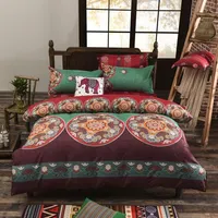 Estilo bohemio Conjunto de ropa de cama con estampado floral Ropa de cama Twin Queen King Tamaño 4PCS cubierta de edredón Caja de almohada Hoja plana Venta caliente