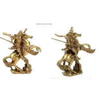Het verzamelen van oude koper uitgebreide oude ambachten Messing Chinese oude held Guan Gong Guan Yu Ride op Paard * Bronzen Standbeeld Nr