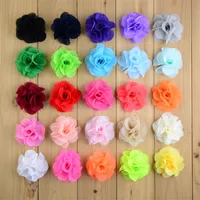 Summer Sytle 2.56Inch neon chiffon hoofd bloemen plat voor baby meisjes hoofdband 200pcs / lot kinderen haaraccessoires