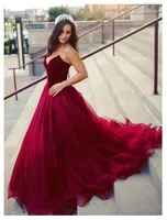 2018 Dark Red Wedding Suknie Eleganckie Zaprojektowane Głębokie Sweetheart A Line Tulle Modest 2016 Suknie Ślubne Vestidos de Novia
