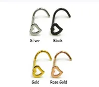 Free Body Jewelry Heart Nose Rings Screw Stud Ring Piercing Stainless Steel Nose Open Hoop Ring Earring Studs