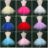 New Arrival Colors Petticoats Krótkie ślubne Bridal Tulle Crinoline Lady Girls Underskirt for Party Dance Rockabilly Balet Spódnica Tutu