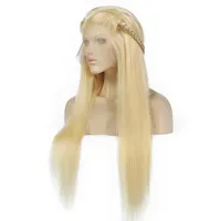613# Blonde Human Hair Lace Front Wigs Long Straight Wig For Black Women Brazilian Full Lace Human Hair Wigs Pre-plucked Wholesale