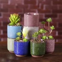 Glace pilée Mini céramique Pot de fleurs colorées Succulentes charnue Flowerpot Pour bureau Décoration charnue Plantes en pot Planters Mignon 3 Ty ZKK