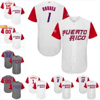 Mannen Puerto Rico 12 F L 2017 World Baseball Jersey 9 Javier Baez 1 Correa 4 Yadier Molina 15 Carlos Beltran Baseball Jerseys