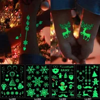 Luminoso tatuaggio bagliore nel buio scintillio di Natale tatuaggio flash fluorescente tatuaggi temporanei adesivi trasferimento dell'acqua body art
