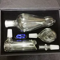 3 Functions Helix Hand Pipe Free Clip Glass Vase Perc Water Percolator Spiral gas pipe With Gift Box 14.5mm joint