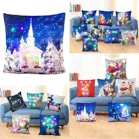 45 * 45cm Frohe Weihnachten LED leuchtet glühenden Pillowcase Weihnachtsmann Kissenbezug Super Soft für Sofa, Stuhl, Kopfkissenbezug