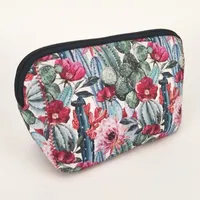 Triangle Flower Cactus Cosmetic Case 25pcs Lot USA GA Warehouse Neoprene Makeup Bag Women Accessories Hand Bag DOMIL106529