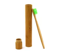 Tubo de bambú Viaje Cepillo de dientes Fibra natural Ultra suave Cepillo de dientes de bambú Dientes que limpian Nylon sin BPA