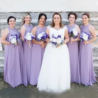 2019 Lavendel Long Gravid Bridesmaid Dresses Keyhole Neck Empire Maternity Prom-kappor plus storlek kvällsklänning BM0192