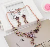 Hot Europe Fashion Jewelry Sets Vintage mariposa colgante Rhinestone flores elegante collar pendientes