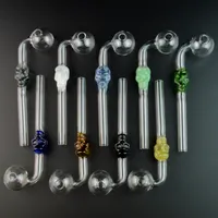 Pyrex Glass Oil Burner Pipes Curved Oil Burner Pipe Colorful Balancer Smoking Glass Dab Oil Tool 5 Inch Hand Blown Skull Pipes SW21
