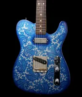 Crook Custom Brad Paisley Signature Tele Blue Blue Sparkle Paisley Guitare électrique, Mini Humbucker Pickup, Spectacles Pick Guard, Sperzel Verrouchon Tuners