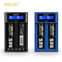 GOLISI I2 2.0A Mini cargador de batería inteligente Pantalla LCD de carga rápida 18650 26650 20700 21700 Cargador recargable para batería