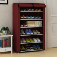 Tragbare staubdichte Schuhe Kleiderkleiderregal, Baumwollschuhschrankhalter Turm Organizer mit Reißverschluss Türen