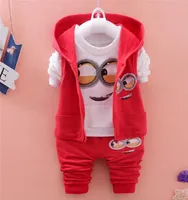 Autumn Baby Girls Boys Minion se adapta a bebés / recién nacidos Conjuntos de ropa Chaleco para niños + Camiseta + Pantalones 3 piezas Conjuntos de trajes para niños