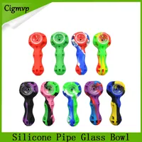 Silicone smoking pipe bag e cigarettes accessories Hand Spoon Hookah Bongs multi Colors silicon oil dabbing rigs with tool VS twisty glass bowl blunt
