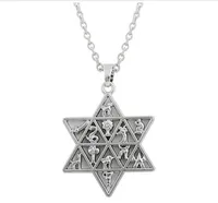 Estrella judía de david 12 tribus de israel hombres étnicos símbolos cristianos colgantes collares joyería de las mujeres collar