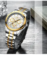 En gros de luxe hommes en acier inoxydable montre à quartz d'affaires automatique datant des hommes robe montre haute qualité cadeau horloge mâle