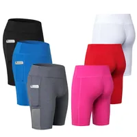 Seksi Cep Spor Kadınlar için Şort Sıkıştırma Spor Sıkı Atletik Giyim Yoga Spor Pantolon Koşu Legging Kısa
