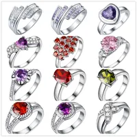 Lage prijs groothandel 925 sterling verzilverd zirkoon vinger ring mode party sieraden voor vrouwen bruiloft geschenken gemengde maat 6 # 7 # 8 #