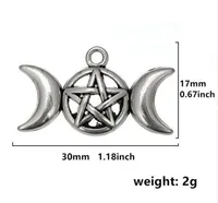 Triple luna diosa colgante encantos ajuste collar pulsera pentagrama pentacle protección antigua estrella