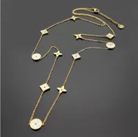 Longue chaîne Mode Blanc Mère Perle Colliers en pierre naturelle en pierre naturelle Titane bijoux en acier de titane pour femmes
