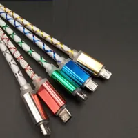 1m Aluminium Alloy Led light Micro 5pin Usb Data Sync Charger Cable for Samsung Galaxy s6 s7 edge phone 5 6 6s 7