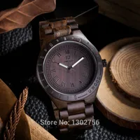 2018 새로운 자연 검은 샌들 우드 아날로그 시계 Uwood Japan 미요타 쿼츠 운동 나무 시계 Unisex 용 손목 시계