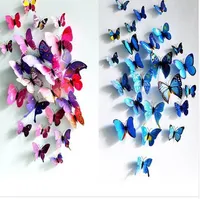 3D PVC Butterfly Muurstickers Home Decor Vlinder Muurstickers voor Kinderkamer TV Muurstickers Keuken Kindersticker Bloem