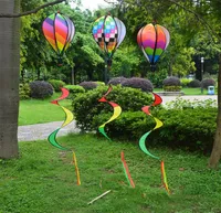 Rainbow Hot Air Balloon Sequins Color Stripes Garden School Decor Creative Balloons Wind Spinner With Coloured Ribbon 8 5bj jj