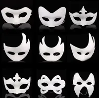 DIY Handmålad Halloween Vit Ansiktsmask Krona Butterfly Blank Pappersmask Masquerade Cosplay Mask Kid Draw Party Masks Props SN144