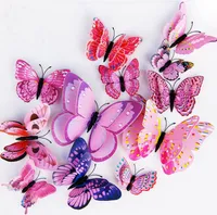Butterfly Wall Stickers Dubbelskikt 3D Fjärilar Färgglada Sovrum Vardagsrum Hem Fridage Decor Ga97