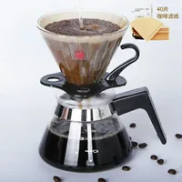 400ml Drip Kaffeemaschine V-Typ Filtertasse Hohe Borosilikatglas 2-4 Personen verwenden senden 40 Stück Kaffeefilterpapier