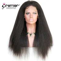 Premier 360 Full Lace Perruques de cheveux humains Remy Brésilien Perruques de cheveux humains 12-24 "Kinky Droit 150% Densité Perruques De Dentelle Humaine Pour American