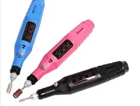 Gloednieuwe Professional Pink Blue Black Electric Carbide Nail Boor Manicure Machine met Boor Bits Eenvoudig te gebruiken Gratis verzending