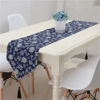 Table d'impression de style ethnique rétro Runner Motif décoratif bleu Drapeau drapeau tissu art super doux Tables uniques Qualité de tissu 23qcb4 z