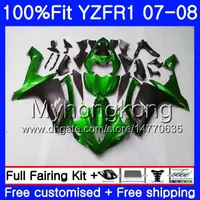 Cuerpo de inyección Para YAMAHA YZF R 1 Verde negro caliente YZF-1000 YZF-R1 07 08 227HM.34 YZF 1000 YZFR1 07 08 YZF1000 YZF R1 2007 2008 Fairing Kit