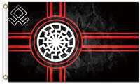 Digital utskrift anpassad 3x5ft svart sol flagga 90x150cm polyester kolovrat slavic symbol solhjul svarog solstice runes banner