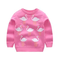 2018 Autumn Winter New Embroidered swan princess Girls Sweater Kids Cotton Coat Spring Children Clothing Baby Pullover Knitted