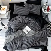 Solstice Home Textile Black Strip Stripe Bedding Set Girl Teen Boys Bedclothes Davet Cover Cover Pillowcase Sheet King Twin 3-4pcs