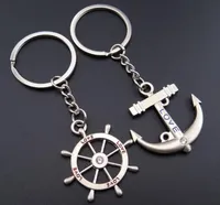 Anchor Rudder Porte-clés Faveur Amoureux Cadeaux De Mariage Couples Porte-clés avec Cristal Top Qualité Alliage Porte-clés