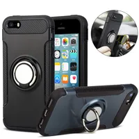 Hybrid Dual Layer Armor Case With Ring Kickstand Magnetic On Car Holder For iPhone X Xr Xs Mas 8 7 6 6S Plus Galaxy S8 S9 Plus S10 Note 9 8