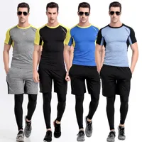 Mens Sports Suits Running Tops + Pant + short 3 piezas Fitness Basketball Men Compression Leggings Base Layers Camisetas Establece trajes de verano