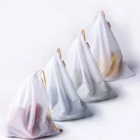10 stks / partij Premium herbruikbaar touw mesh produceert tassen keuken fruit groente speelgoed opslag pouch Trekkoord boodschappentas